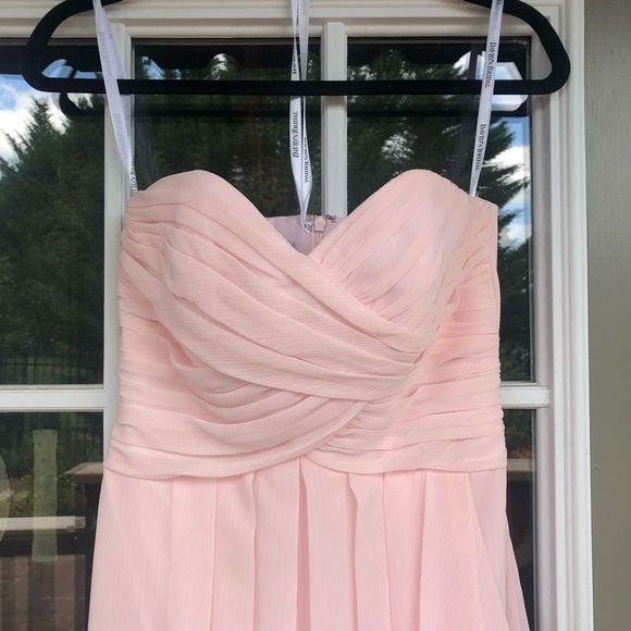 David’s Bridal Pink Blush Strapless Chiffon Party/Bridesmaid Dress with Ruffles - Picture 2 of 9